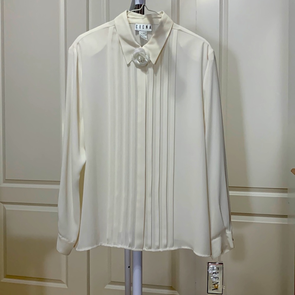 Silky Creamy White Long sleeve Blouse
